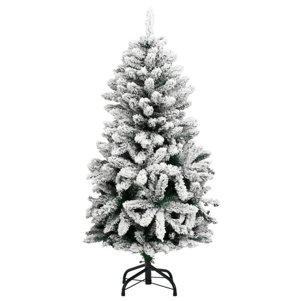 vidaXL Artificial Hinged Christmas Tree Green and white PVC and metal