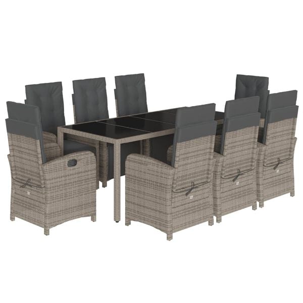 vidaXL Garden Dining Set Grey, Dark Grey, Black