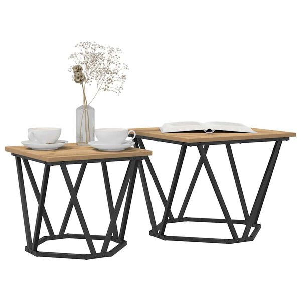 vidaXL Side Table Set 2 pcs Artisan Oak Engineered wood and steel