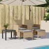 vidaXL Patio Sofa 2-Seater with Table and Stools Beige Poly Rattan