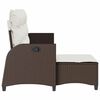 vidaXL Reclining Garden Sofa Brown PE rattan, powder-coated steel Medium