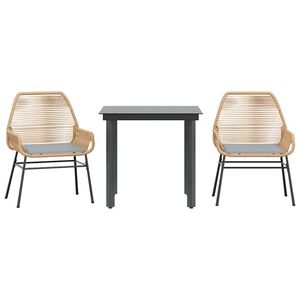 vidaXL Garden Dining Set Brown and Light Grey PE Rattan