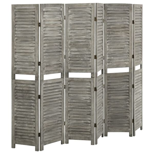 vidaXL 6-Panel Room Divider Grey 84.3x65.4" Solid Wood