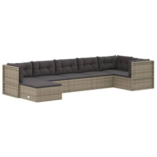 vidaXL Garden Lounge Set Gray PE rattan, powder-coated steel