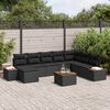 vidaXL Garden Sofa Set with Cushion 9 pcs Black Poly Rattan
