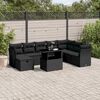 vidaXL Garden Sofa Set Black PE Rattan, Powder-Coated Steel, Polyester