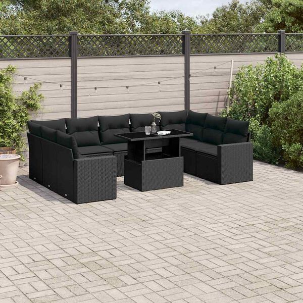 vidaXL Garden Sofa Set Black