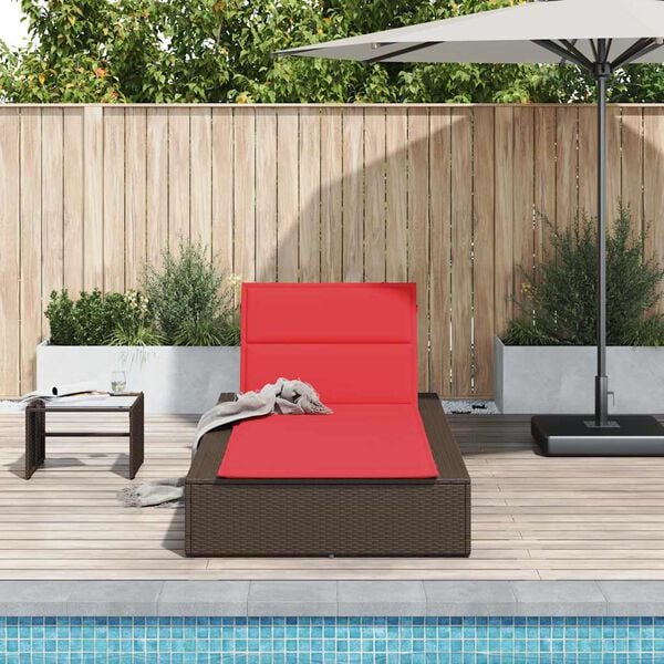 vidaXL Patio Sunbed Brown Poly Rattan Single Durable