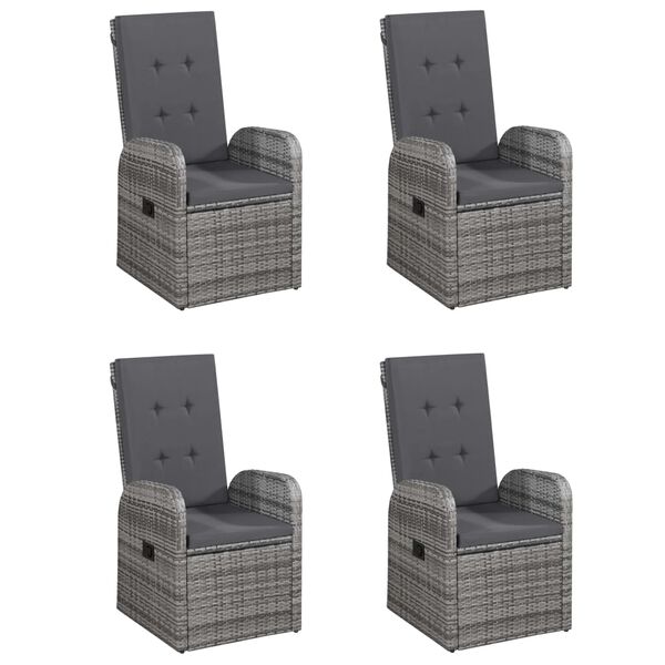 vidaXL 5 Piece Patio Dining Set with Cushions Poly Rattan Gray