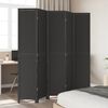 vidaXL Room Divider 5 Panels Black Solid Wood Paulownia