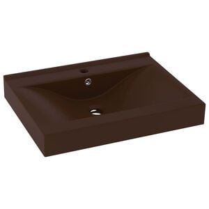 vidaXL Luxury Basin with Faucet Hole Matt Dark Brown 23.6x18.1" Ceramic