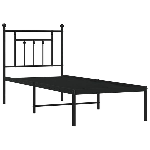 vidaXL Bed Frame Black Powder-Coated Steel Small Single Bed Frame
