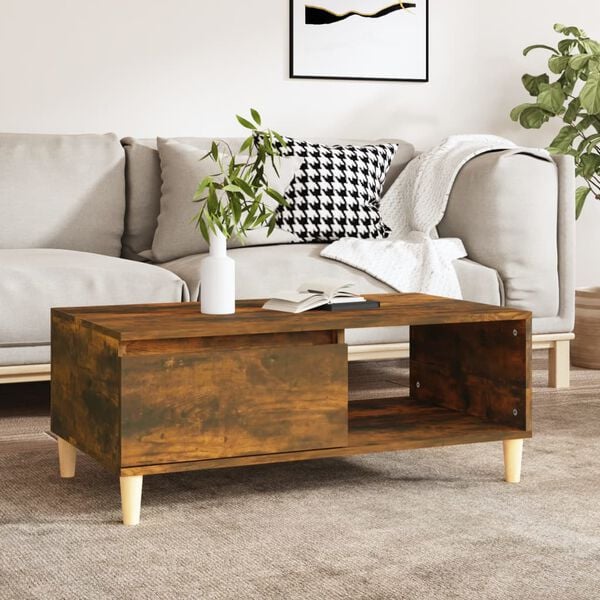 vidaXL Coffee Table Smoked Oak Engineered wood 35.4 in x 19.7 in x 14.4 in