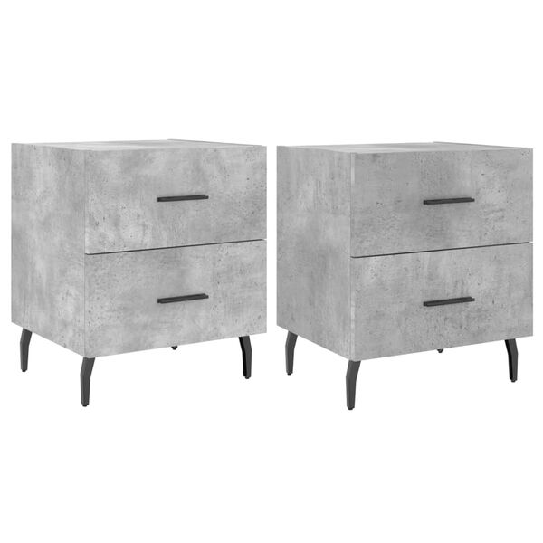 vidaXL Bedside Cabinet Set of 2 Concrete Grey