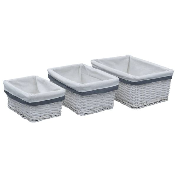 vidaXL Nesting Basket Set White Willow Various Sizes Stackable