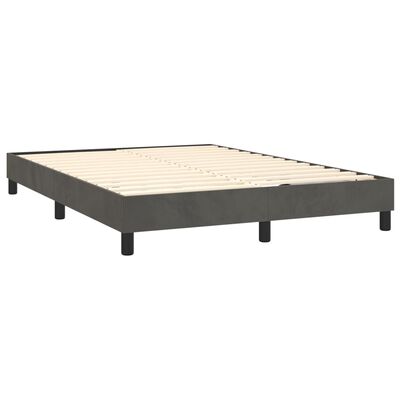 vidaXL Box Spring Bed with Mattress&LED Dark Gray 59.8"x79.9" Queen Velvet