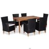 vidaXL Dining Set Black and Brown PE Rattan, Acacia Wood, Steel Medium