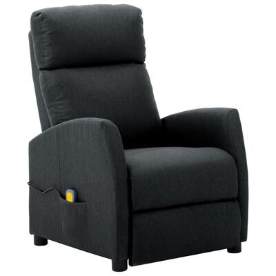 vidaXL Massage Reclining Chair Dark Gray Fabric