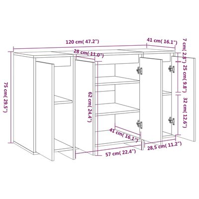 vidaXL Sideboard Sonoma Oak 47.2"x16.1"x29.5" Engineered Wood