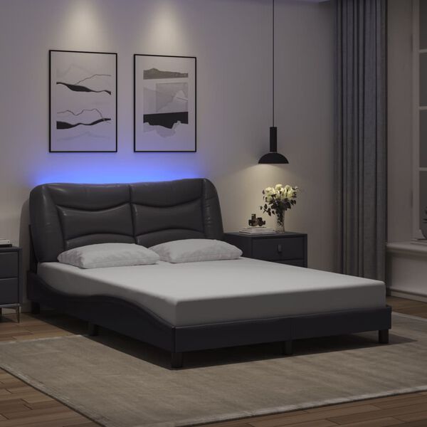 vidaXL Bed Frame Grey Faux leather Double Bed Frame Rectangular