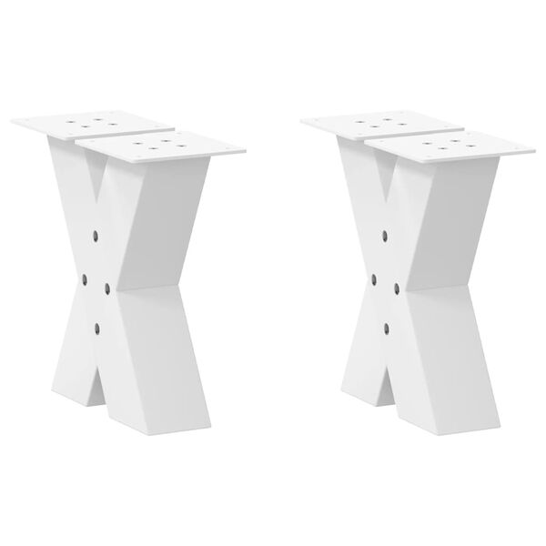vidaXL Coffee Table Leg Set of 2 White Powder-coated steel Standard