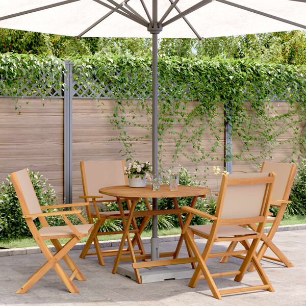 vidaXL Garden Dining Set Taupe Solid Acacia wood, Fabric (100% polyester)