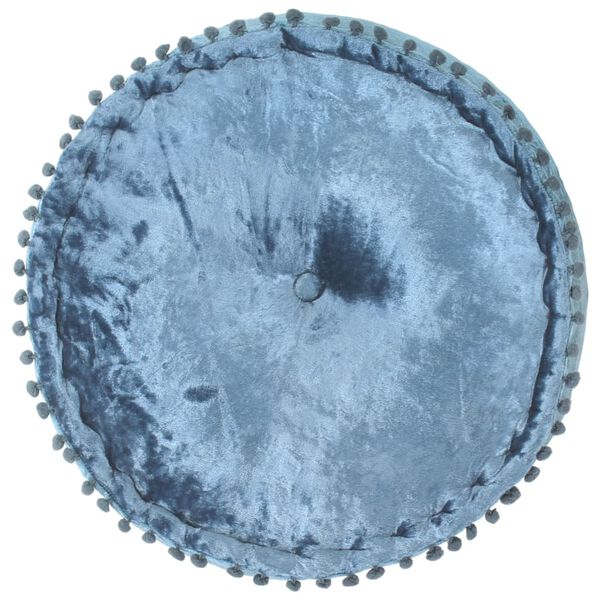 vidaXL Pouffe Blue Velvet (100% viscose) Small Pouffe Round