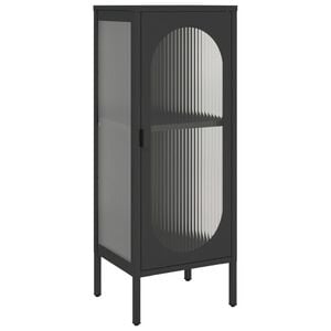 vidaXL Sideboard Black Powder-coated steel, fluted glass