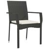 vidaXL Garden Dining Set with Cushion 5 pcs Black Poly Rattan