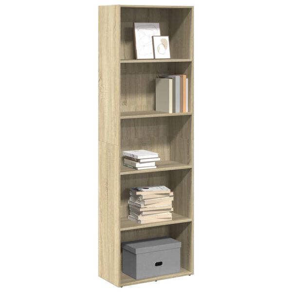 vidaXL Bookcase Sonoma Oak Engineered Wood 23.6 x 11.8 x 74.4 in