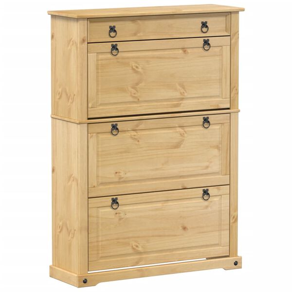 vidaXL Shoe Cabinet Honey Solid Pine Wood, Engineered Wood, Metal Large