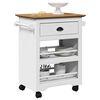 vidaXL Kitchen Trolley "BODO" White and Brown 26.6x17.7x31.5"