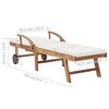 vidaXL Sunlounger Set of 2 Cream Solid Teak Wood Extra Long