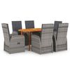 vidaXL Garden Dining Set with Cushion 7 pcs Grey Poly Rattan