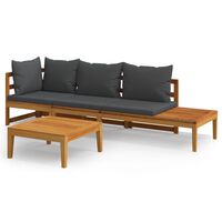 vidaXL 3 Piece Patio Lounge Set with Dark Gray Cushions Acacia Wood