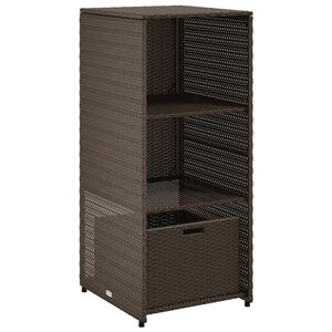 vidaXL Garden Storage Cabinet Brown PE Rattan, Powder-Coated Steel
