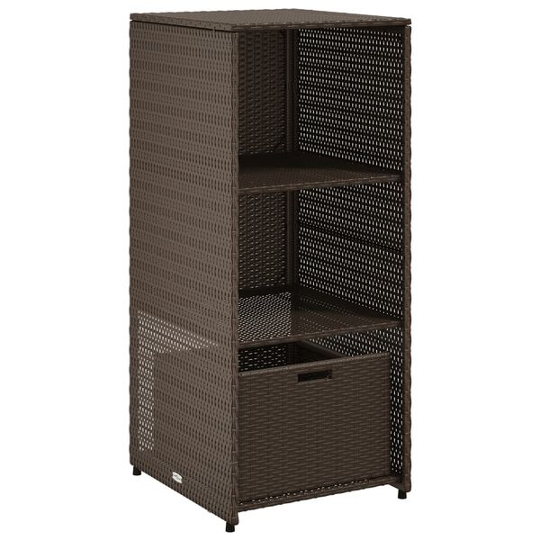 vidaXL Garden Storage Cabinet Brown PE Rattan, Powder-Coated Steel