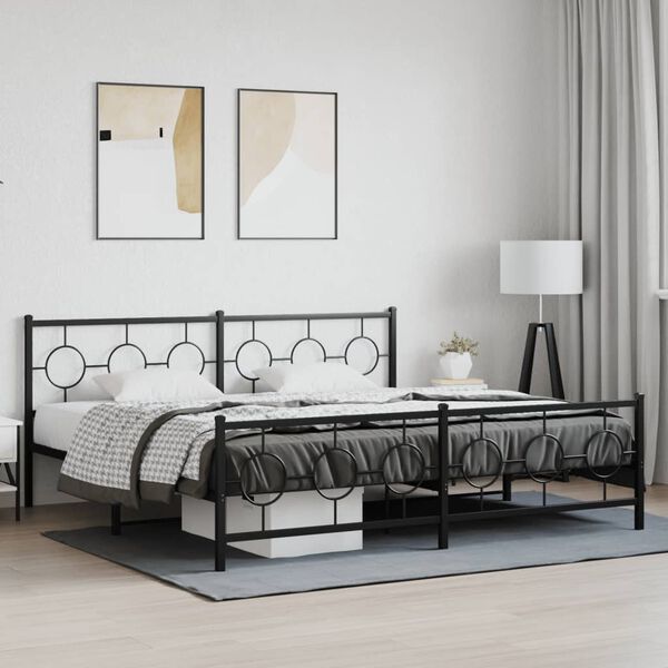 vidaXL Bed Frame Black Powder-coated steel 78.7 x 78.7 in Bed Frame
