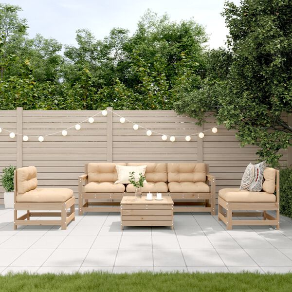 vidaXL 6 Piece Patio Lounge Set with Cushions Solid Wood Pine