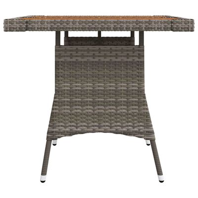 vidaXL Patio Table Gray 27.6"x27.6"x28.3" Poly Rattan & Solid Acacia Wood