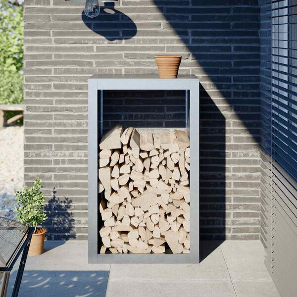 vidaXL Firewood Rack 23.6x15.7x39.4" Galvanised Steel