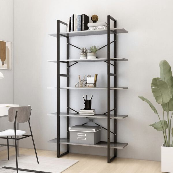 vidaXL Book Cabinet Concrete Grey Engineered wood, metal Medium