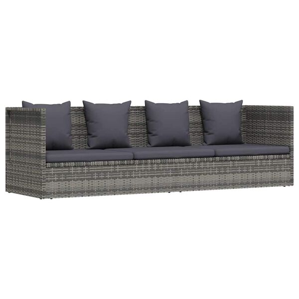 vidaXL Garden Bed Grey PE Rattan 78.7x23.6 in Adjustable Armrests