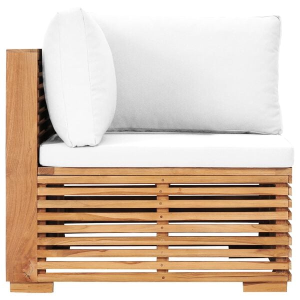 vidaXL Corner Sofa Cream, Teak Finely sanded teak hardwood, 100% Polyester