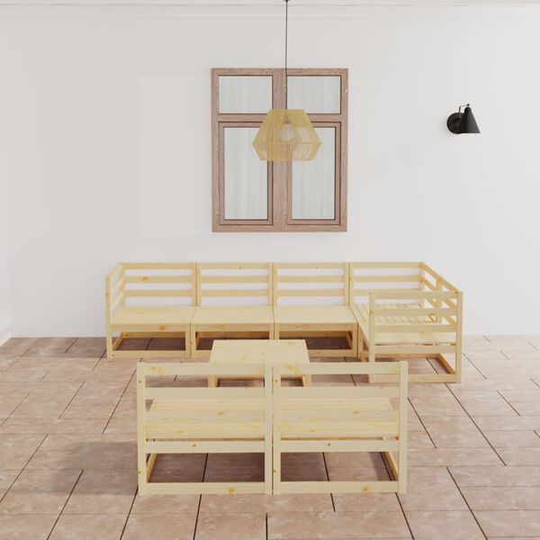 vidaXL Garden Lounge Set Brown Solid Pine Wood Stackable