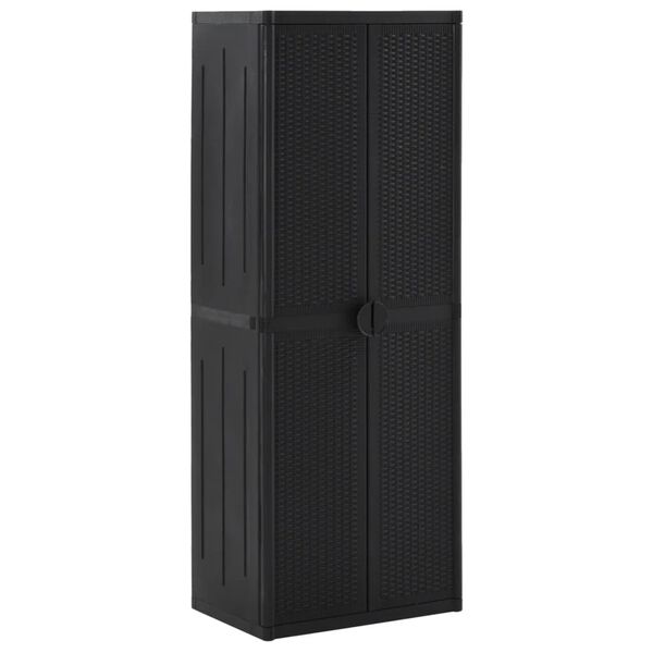 vidaXL Garden Cabinet Black Polypropylene Medium Garden Cabinet