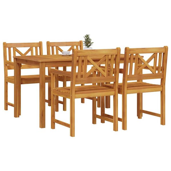 vidaXL Garden Dining Set 5 pcs Brown Solid Acacia Wood
