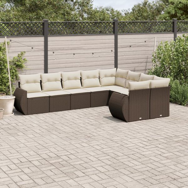vidaXL Garden Sofa Set Brown, Cream white