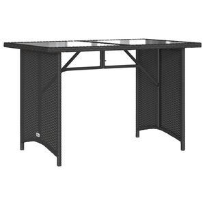 vidaXL Garden Table Black Poly Rattan, Tempered Glass, Powder-Coated Steel