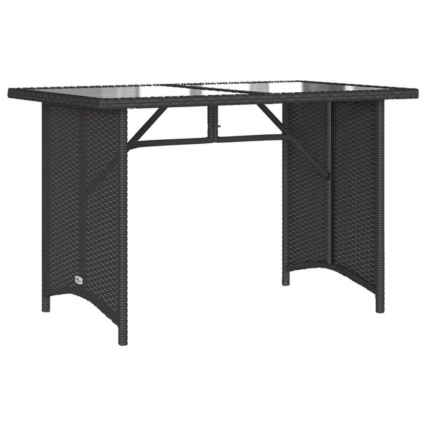 vidaXL Garden Table Black Poly Rattan, Tempered Glass, Powder-Coated Steel